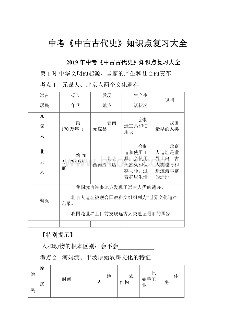 中考《中古古代史》知识点复习大全.docx