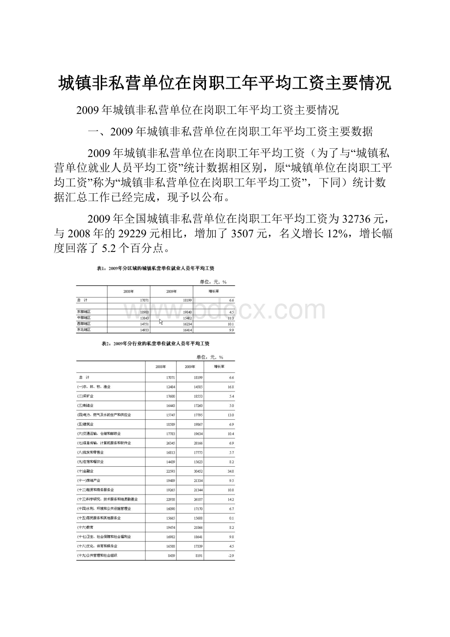 城镇非私营单位在岗职工年平均工资主要情况.docx_第1页