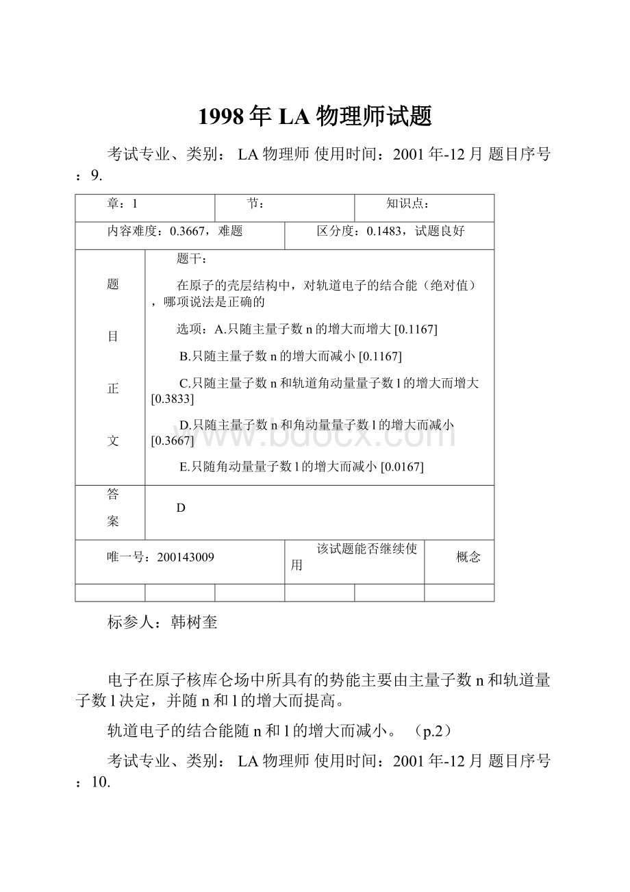 1998年LA物理师试题.docx_第1页