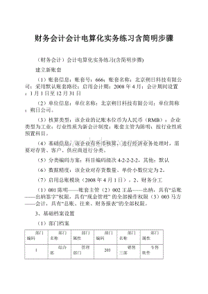 财务会计会计电算化实务练习含简明步骤.docx