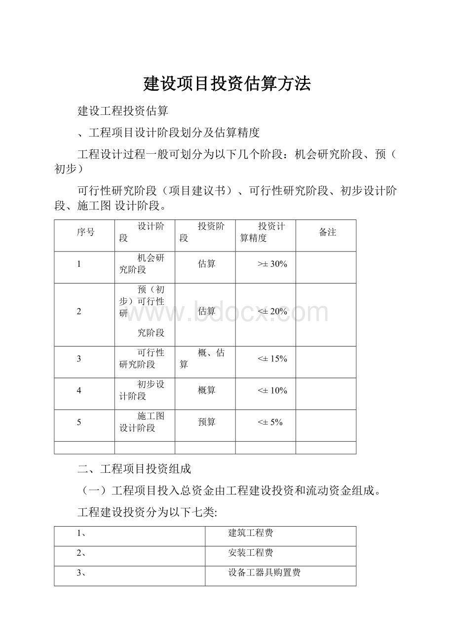 建设项目投资估算方法.docx_第1页