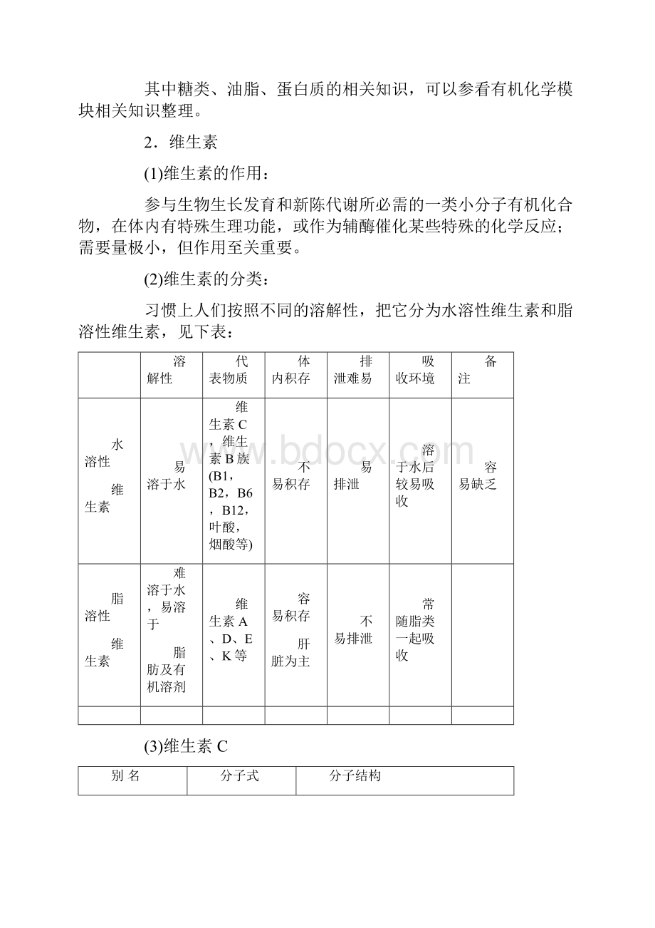 高三化学总复习指导理科第五部分化学与健康.docx_第2页