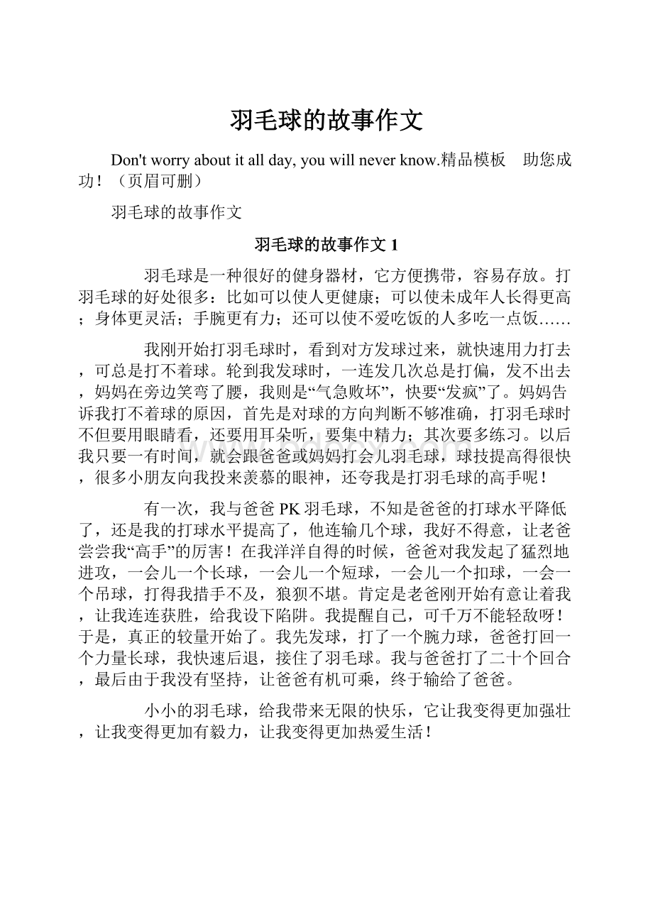 羽毛球的故事作文.docx