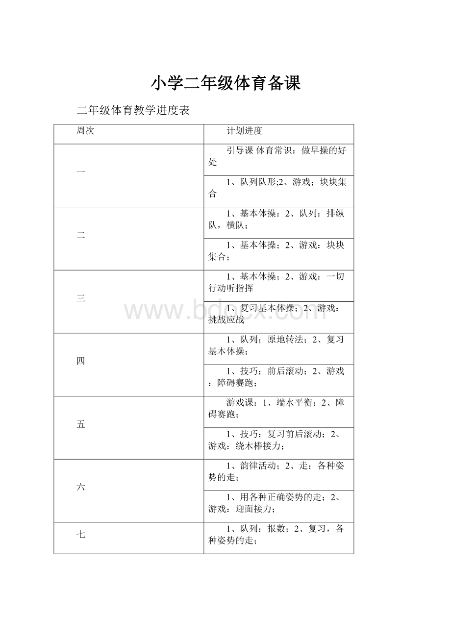 小学二年级体育备课.docx_第1页