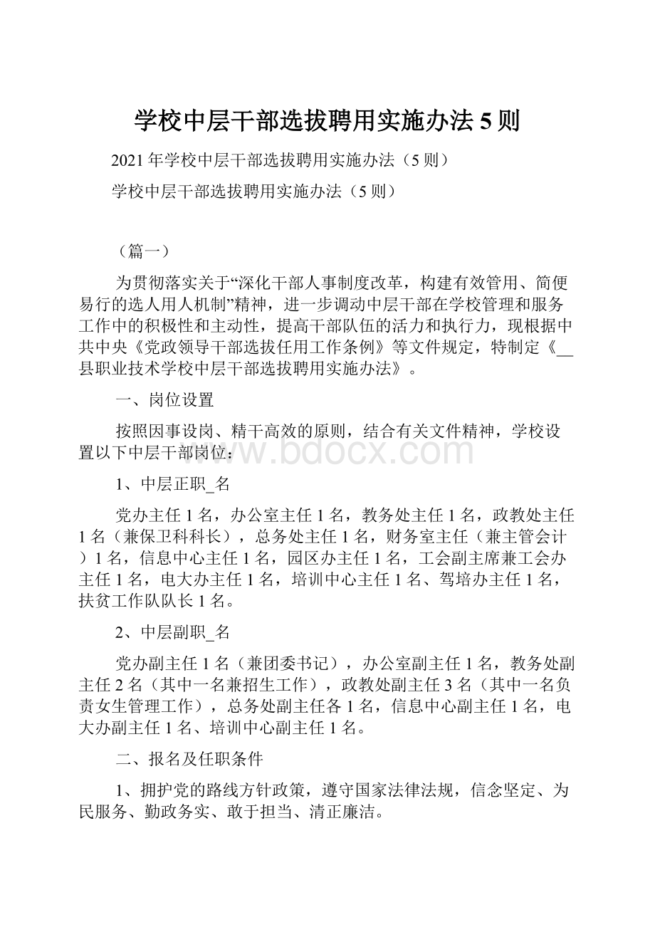 学校中层干部选拔聘用实施办法5则.docx