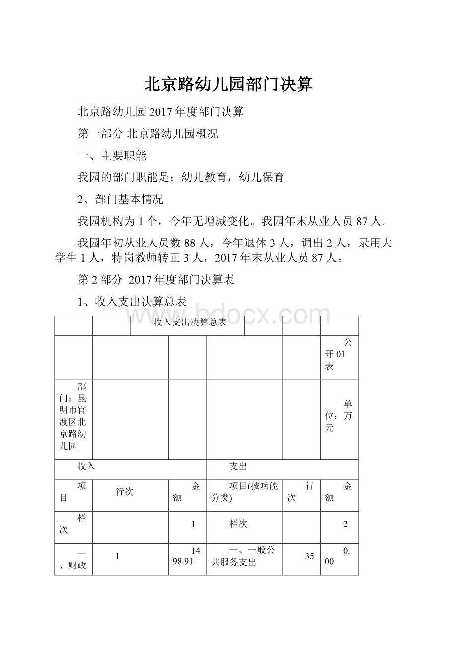 北京路幼儿园部门决算.docx_第1页