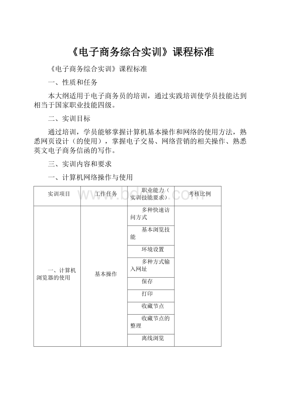 《电子商务综合实训》课程标准.docx_第1页