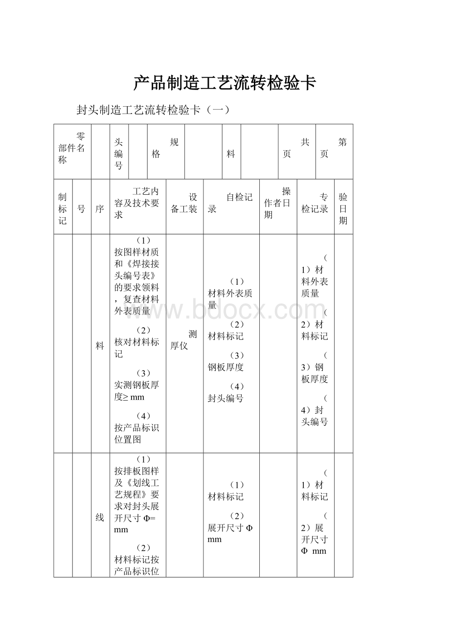 产品制造工艺流转检验卡.docx_第1页