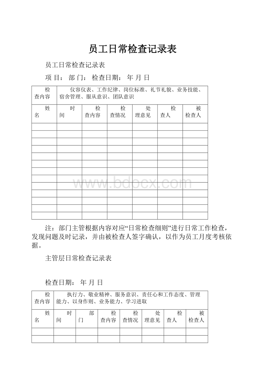 员工日常检查记录表.docx