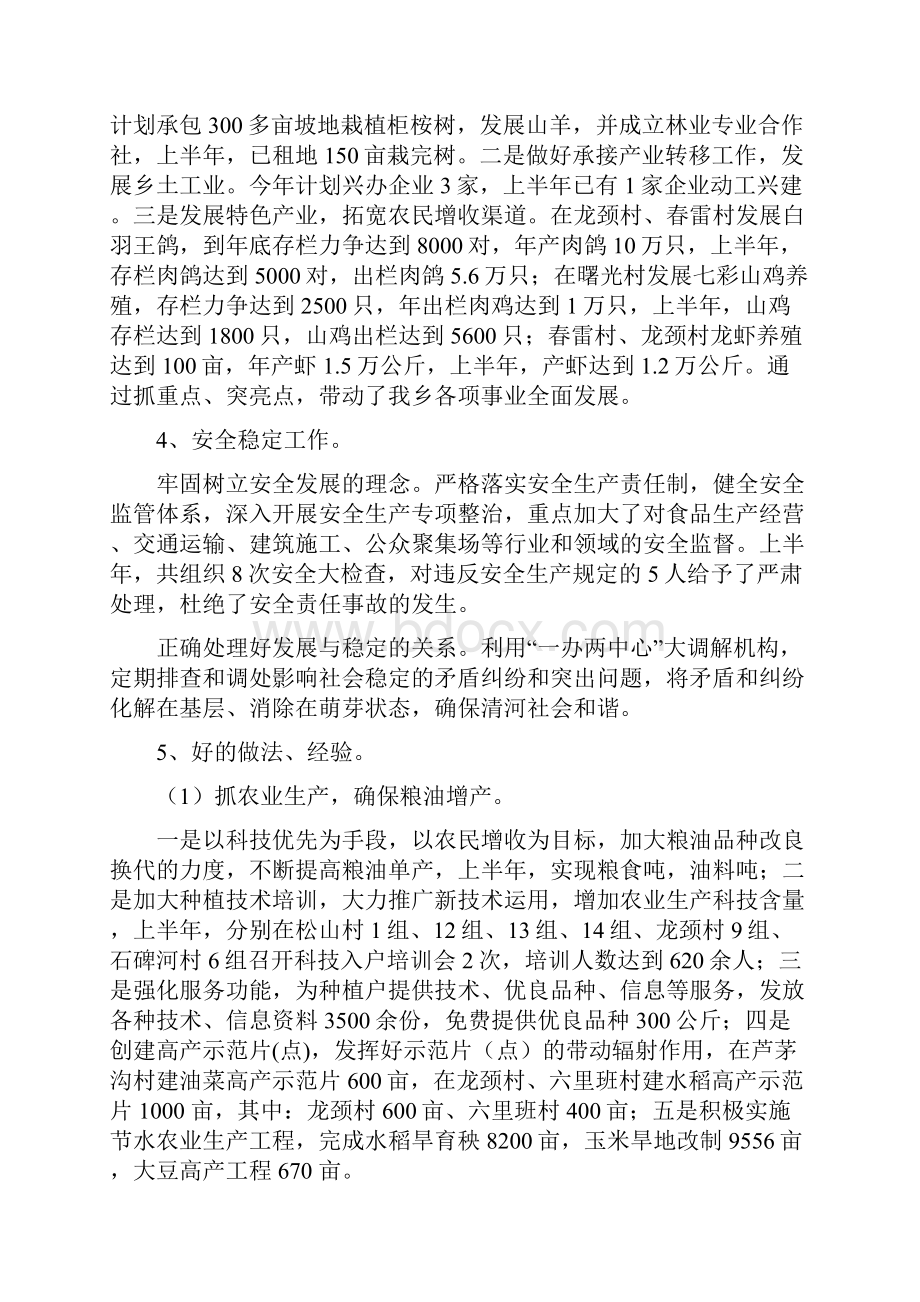 上半年乡镇工作总结范文与上半年乡镇政府工作总结及下半年工作计划汇编.docx_第2页