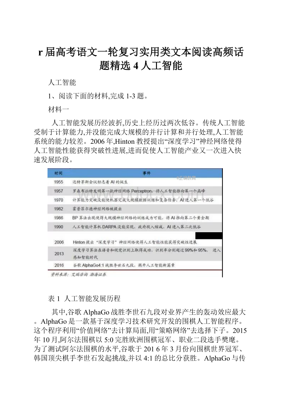 r届高考语文一轮复习实用类文本阅读高频话题精选4人工智能.docx_第1页