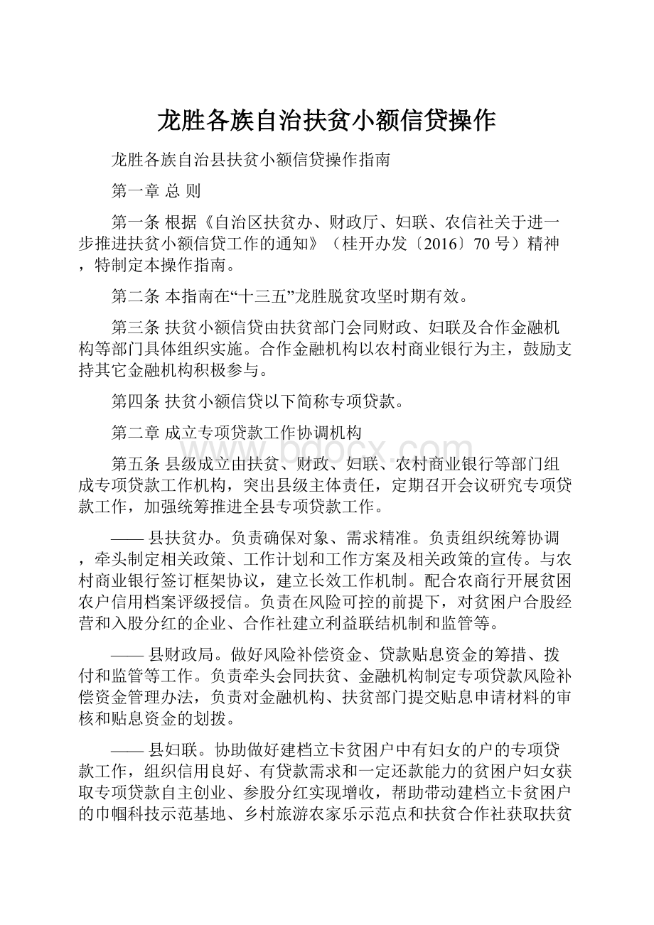 龙胜各族自治扶贫小额信贷操作.docx_第1页