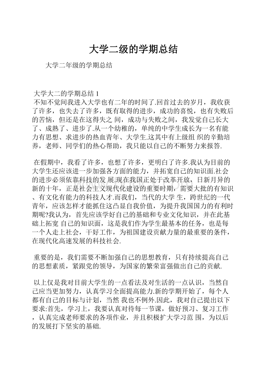 大学二级的学期总结.docx