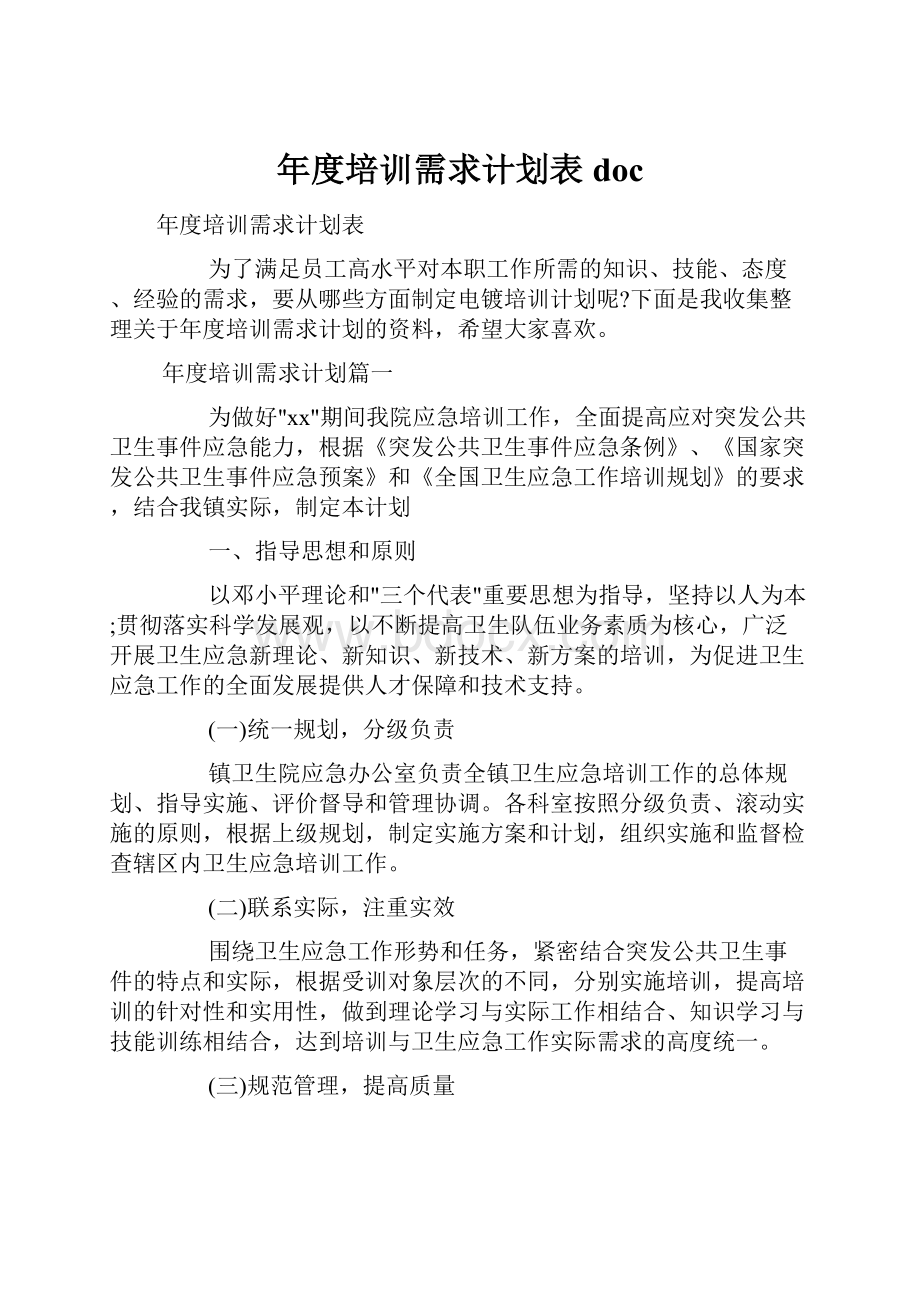 年度培训需求计划表doc.docx_第1页