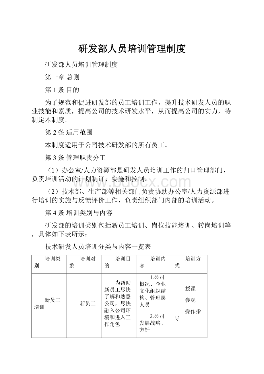 研发部人员培训管理制度.docx_第1页