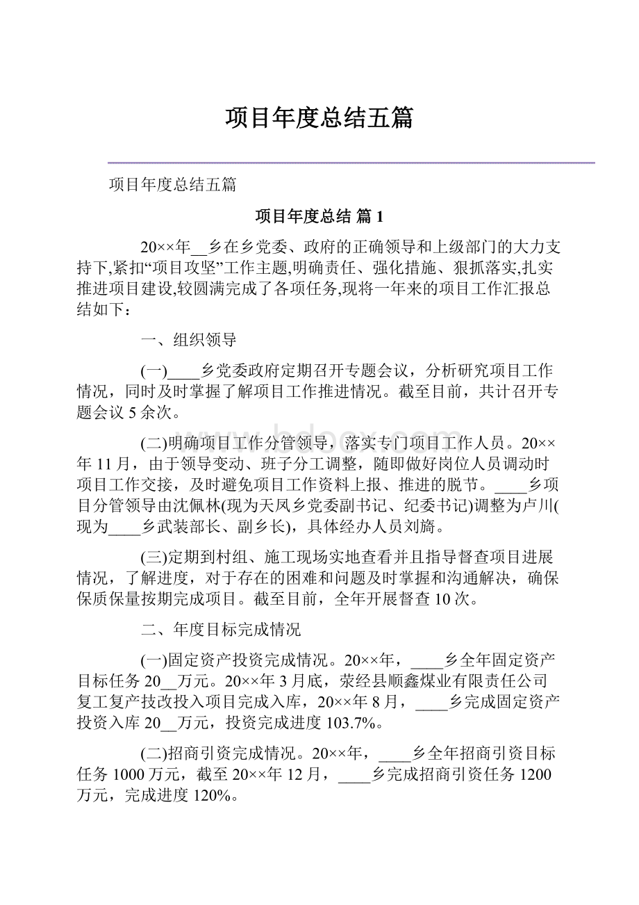 项目年度总结五篇.docx