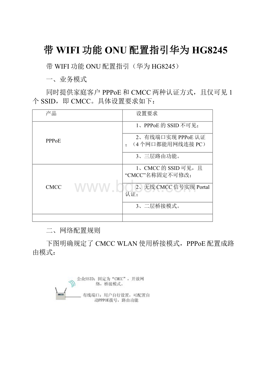 带WIFI功能ONU配置指引华为HG8245.docx_第1页