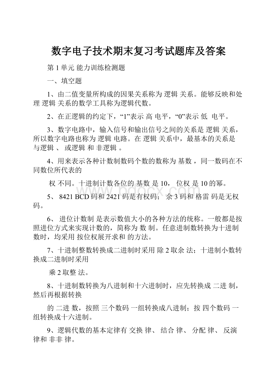 数字电子技术期末复习考试题库及答案.docx