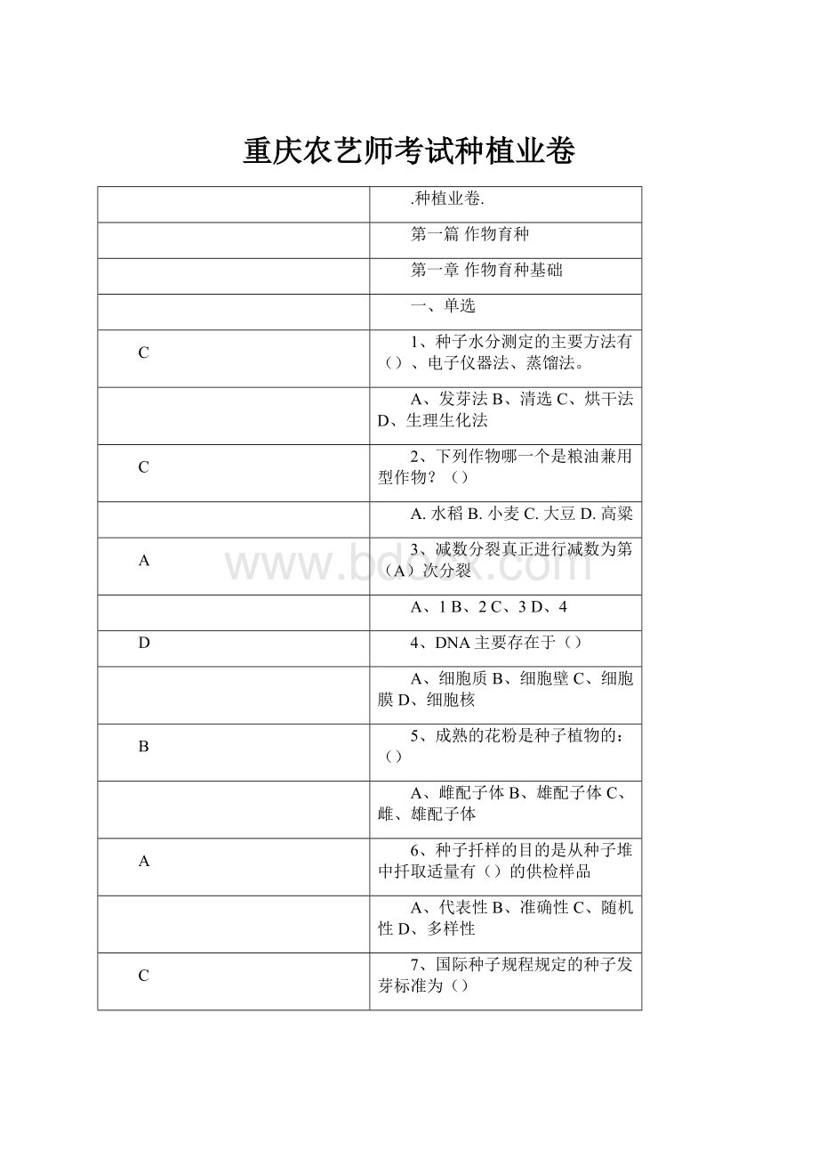 重庆农艺师考试种植业卷.docx