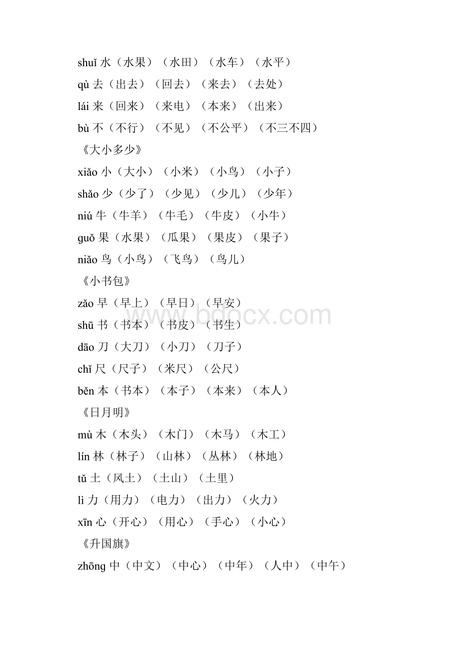 部编版一年级语文上册知识点汇总生字组词+词语搭配.docx_第3页