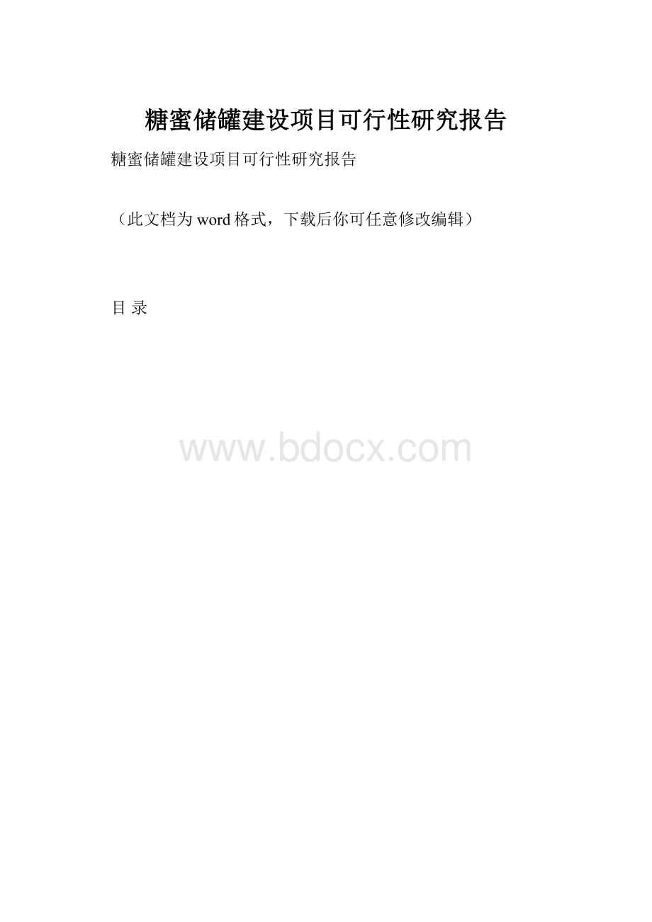 糖蜜储罐建设项目可行性研究报告.docx_第1页