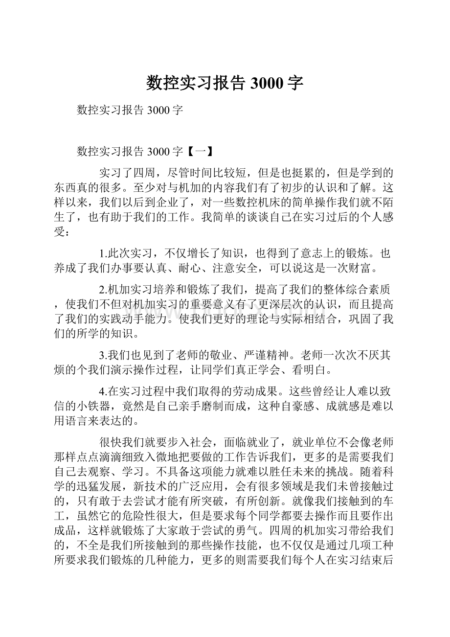 数控实习报告3000字.docx_第1页