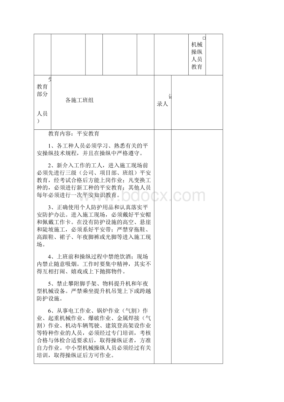 建筑施工安全教育记录大全内容.docx_第2页