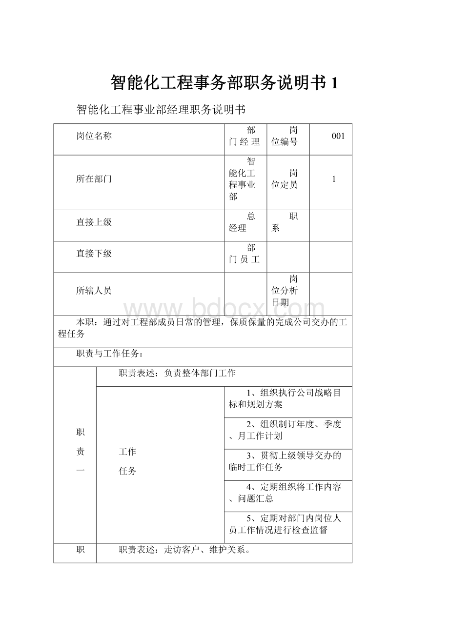 智能化工程事务部职务说明书1.docx