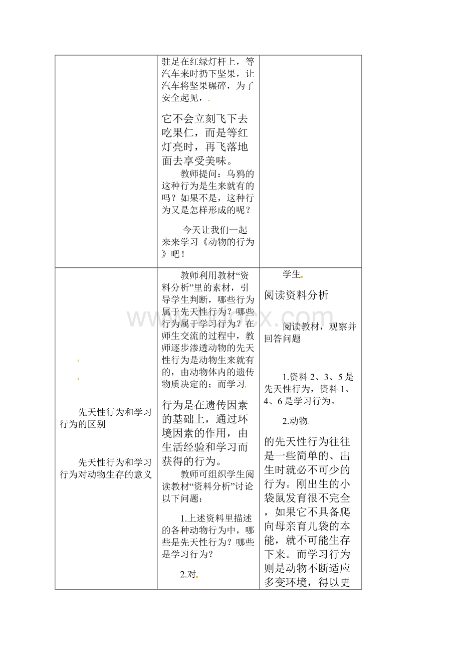 八年级生物上册第五单元第二章第二节先天性行为和学习行为教案.docx_第2页