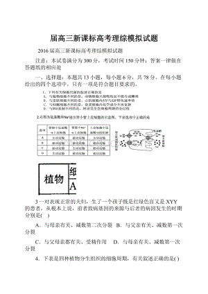 届高三新课标高考理综模拟试题.docx