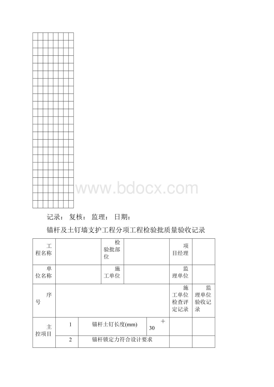 锚杆及土钉墙钻孔施工记录表.docx_第2页