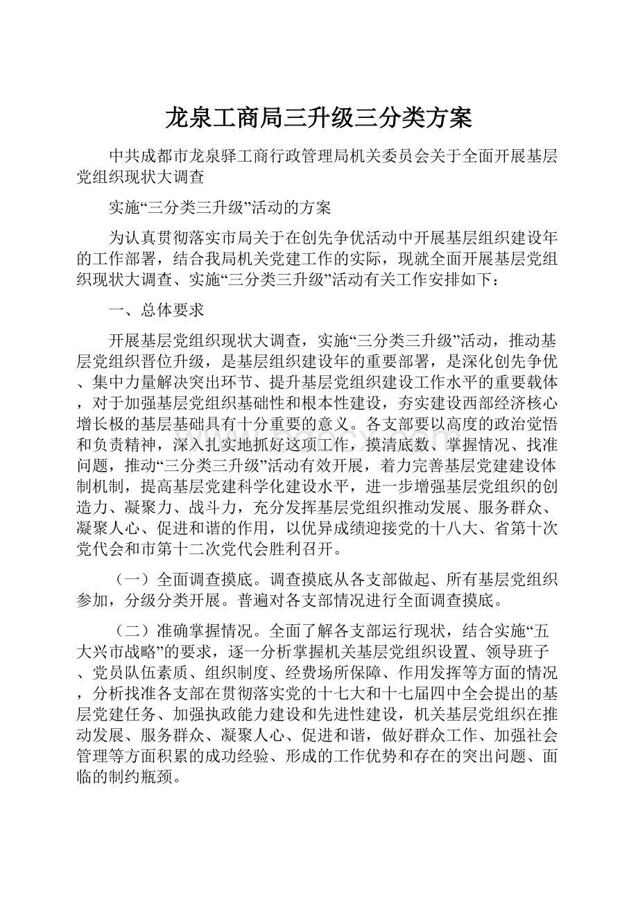 龙泉工商局三升级三分类方案.docx