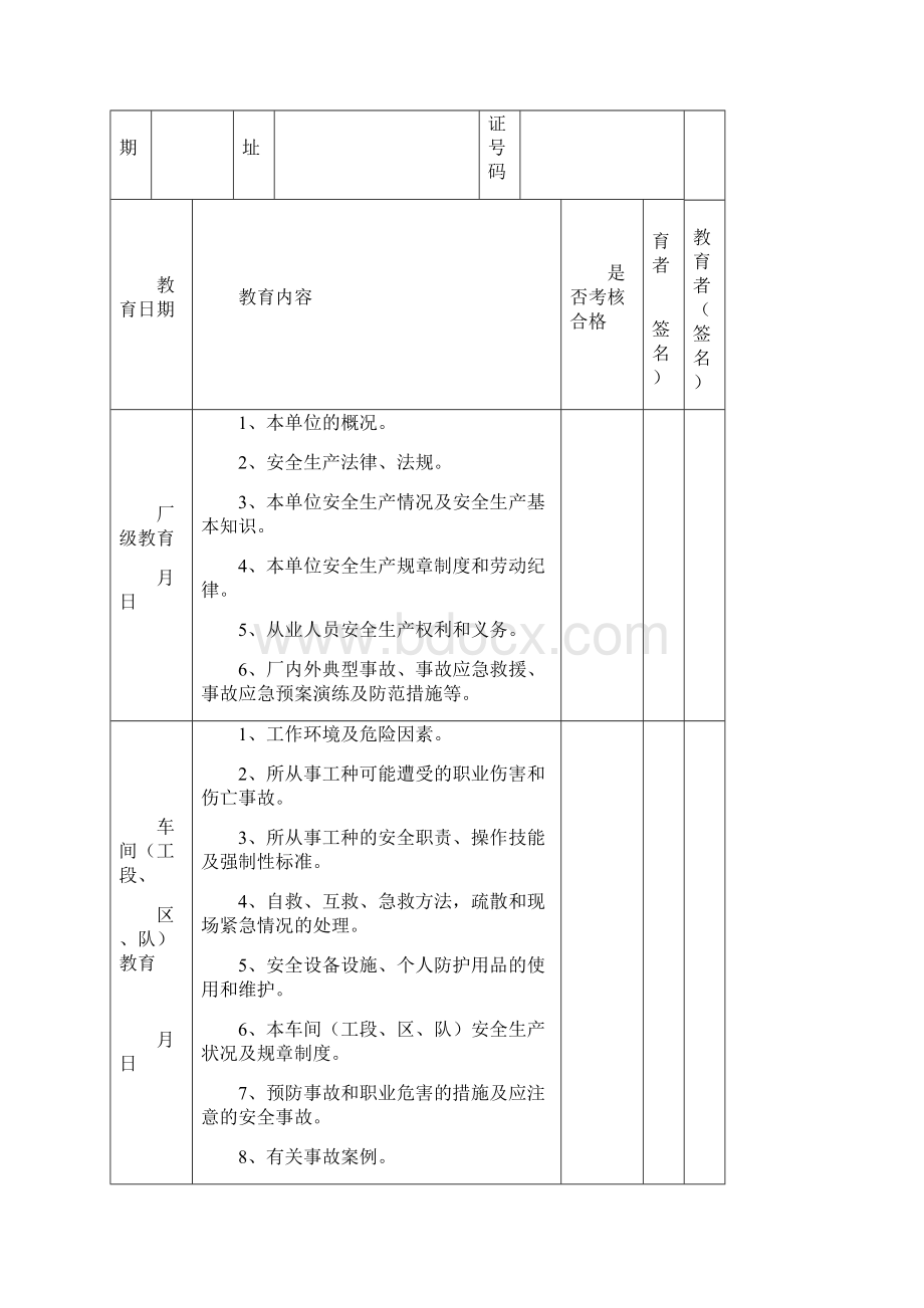 新入厂员工三级安全培训教育表.docx_第3页