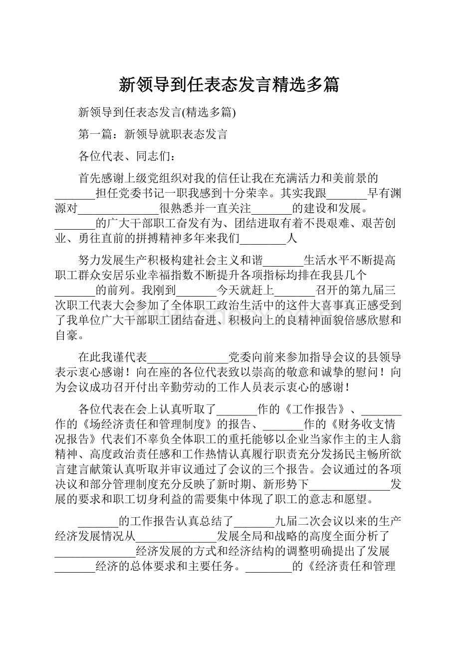 新领导到任表态发言精选多篇.docx