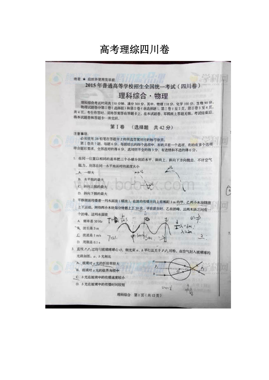 高考理综四川卷.docx