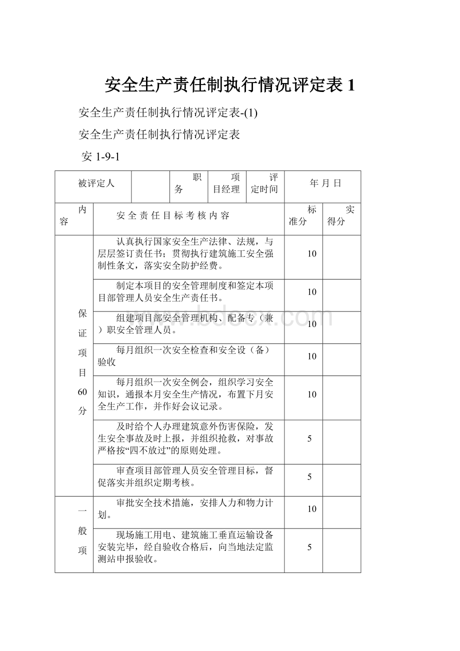 安全生产责任制执行情况评定表1.docx