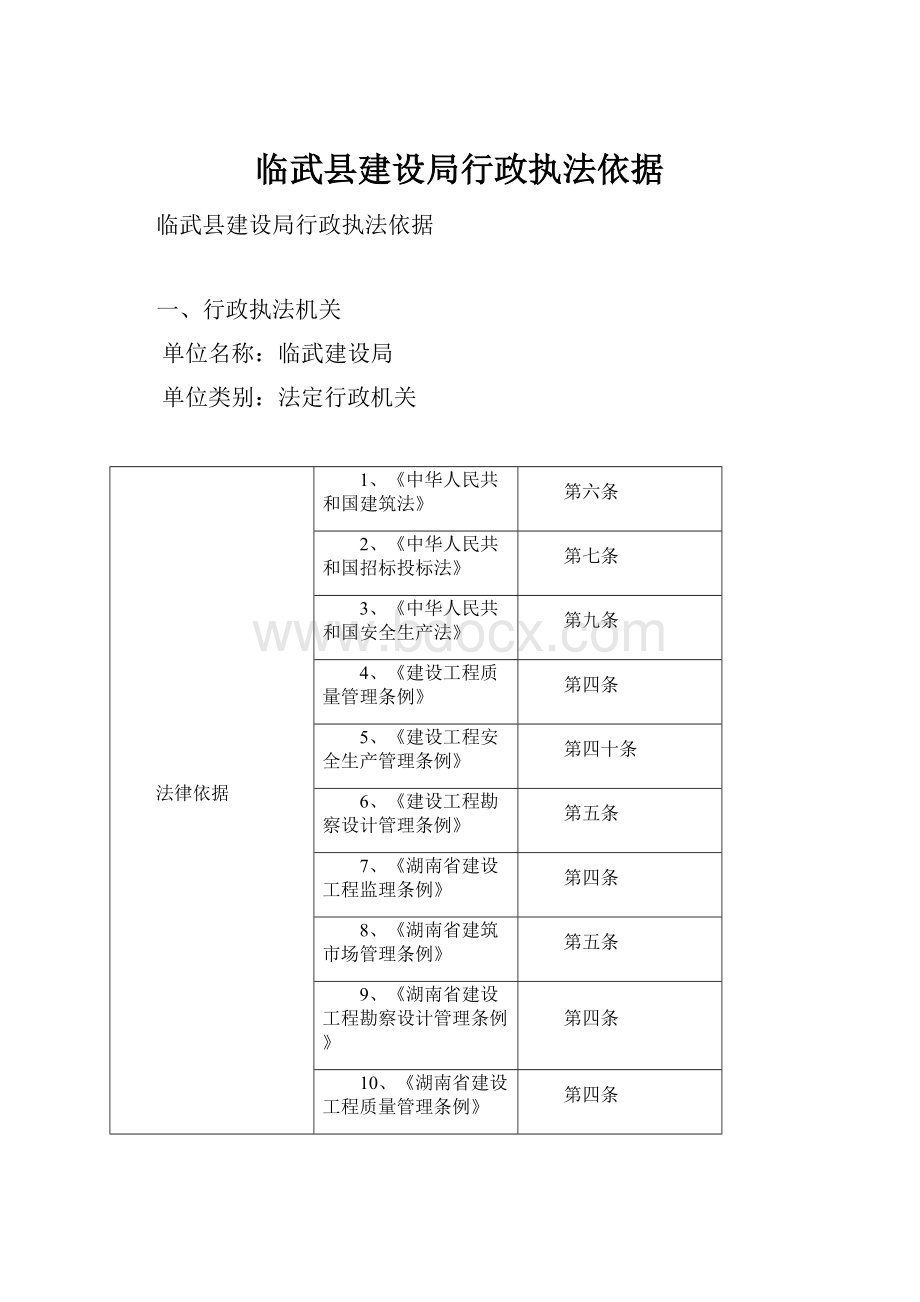 临武县建设局行政执法依据.docx