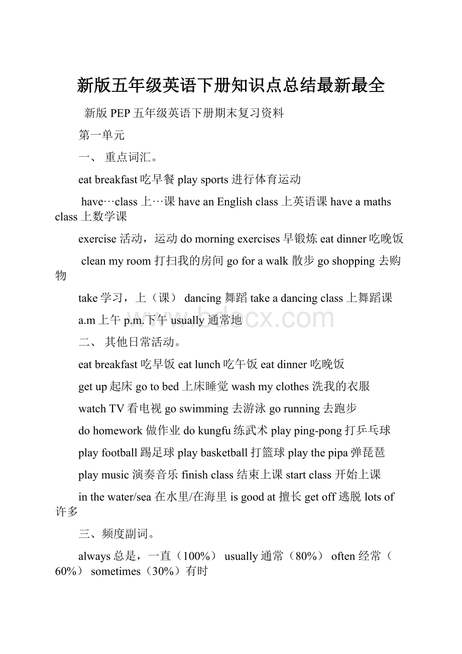 新版五年级英语下册知识点总结最新最全.docx_第1页