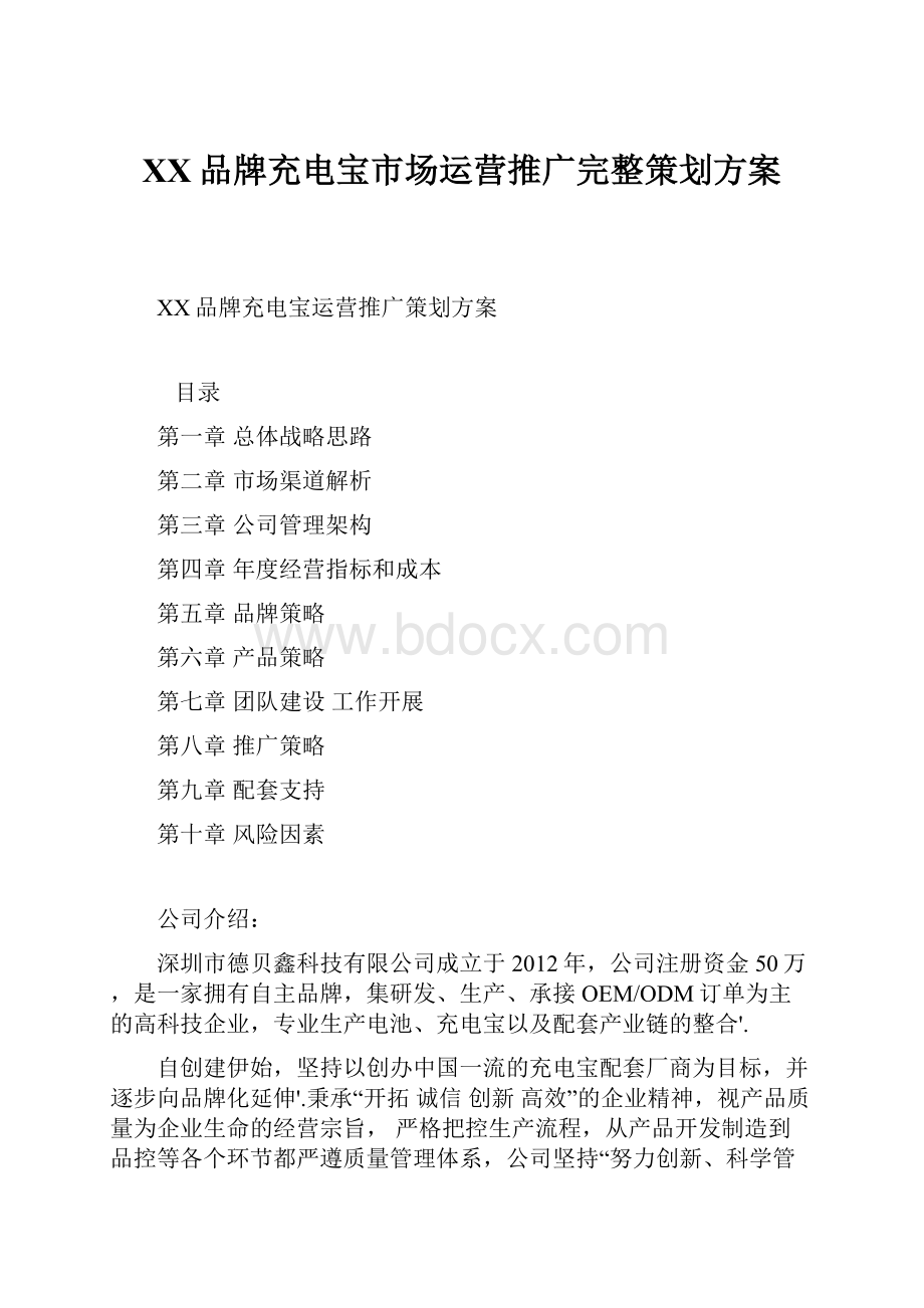 XX品牌充电宝市场运营推广完整策划方案.docx