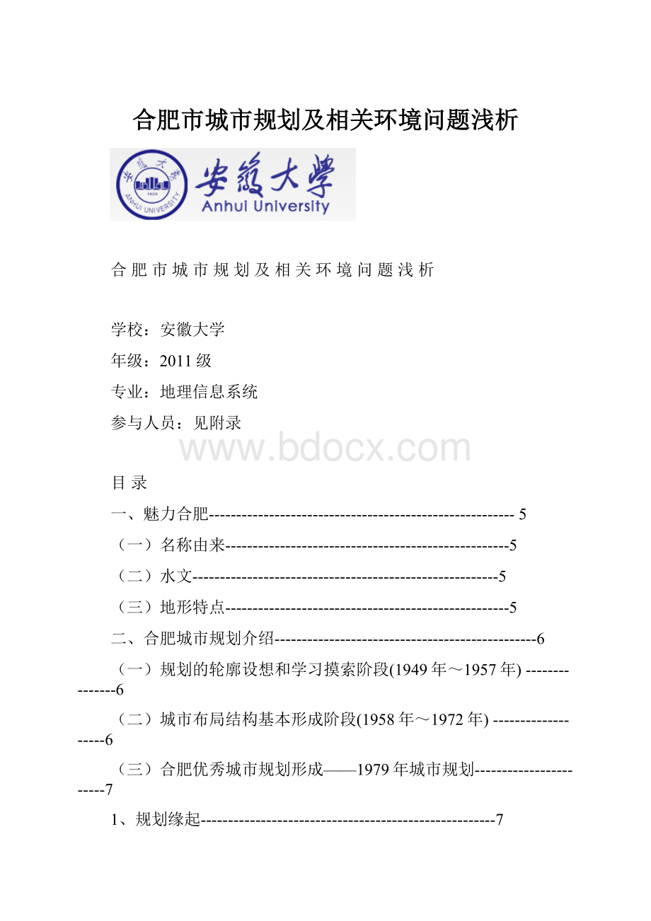 合肥市城市规划及相关环境问题浅析.docx_第1页