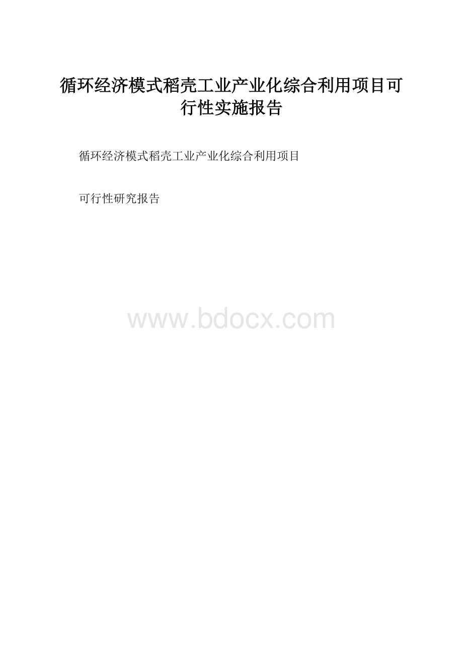 循环经济模式稻壳工业产业化综合利用项目可行性实施报告.docx_第1页