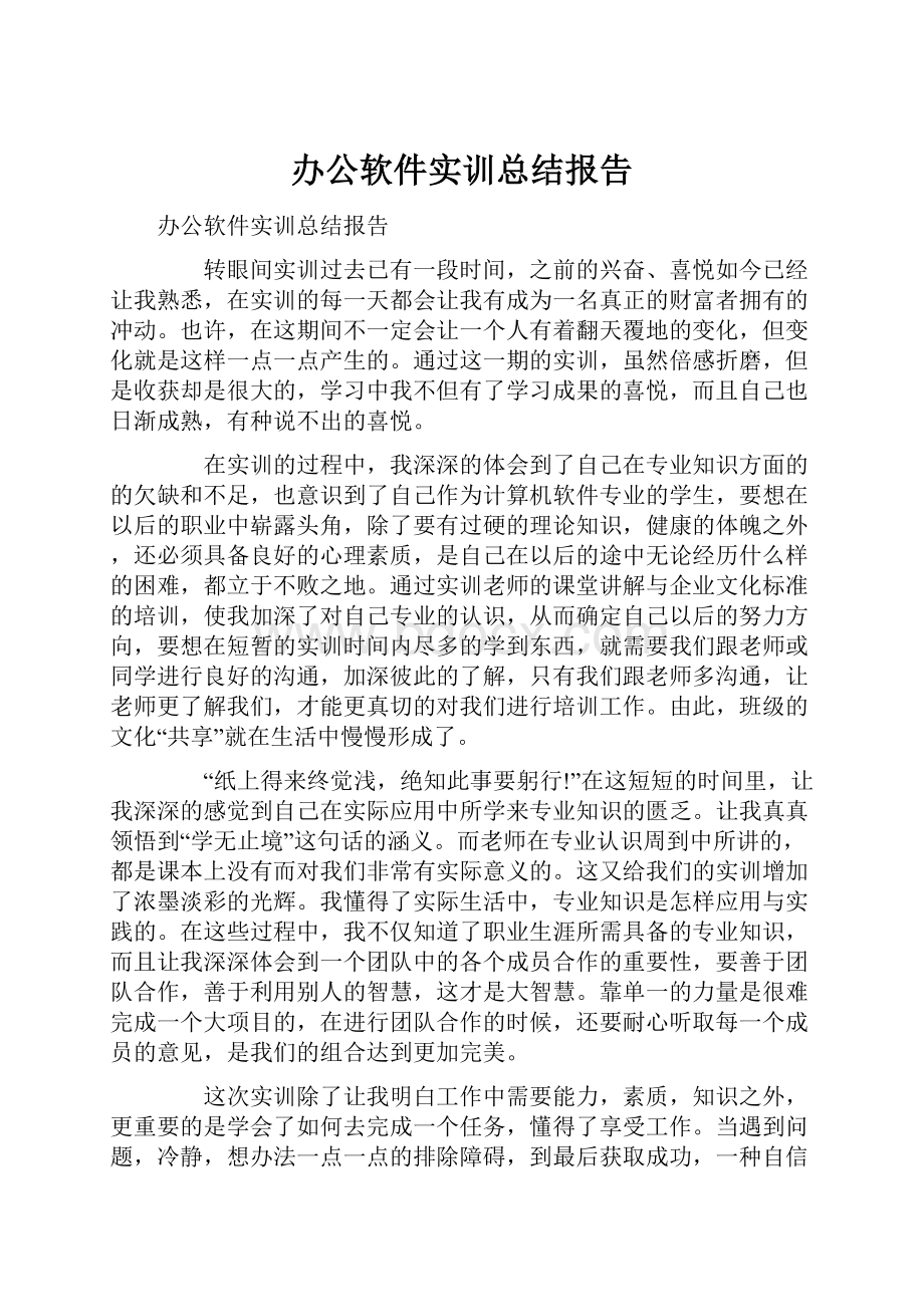 办公软件实训总结报告.docx_第1页