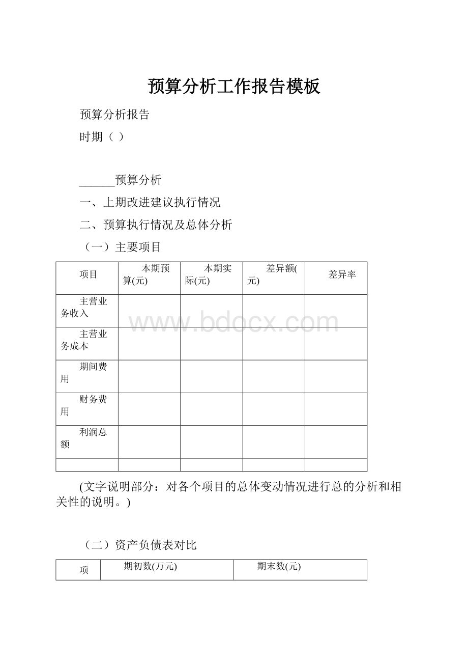 预算分析工作报告模板.docx