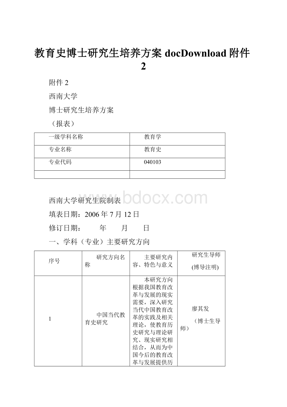 教育史博士研究生培养方案docDownload附件2.docx