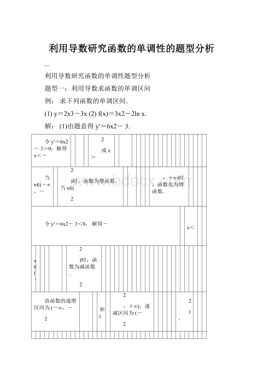 利用导数研究函数的单调性的题型分析.docx