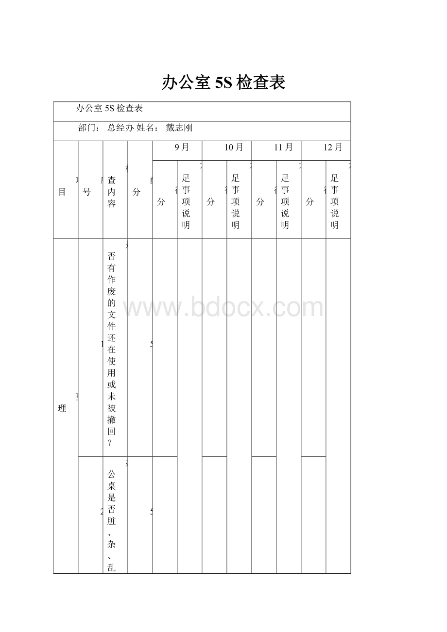 办公室5S检查表.docx_第1页