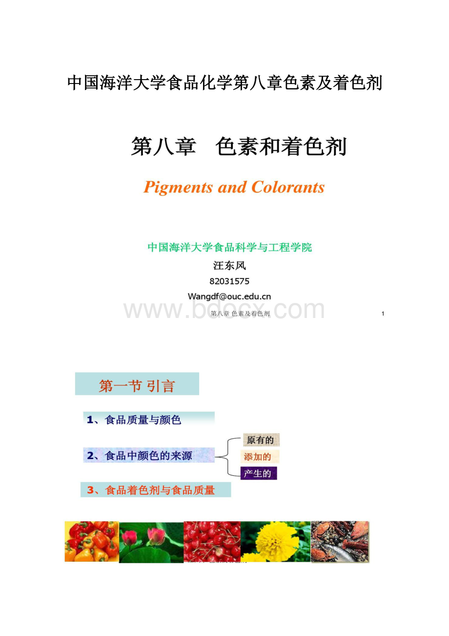 中国海洋大学食品化学第八章色素及着色剂.docx_第1页