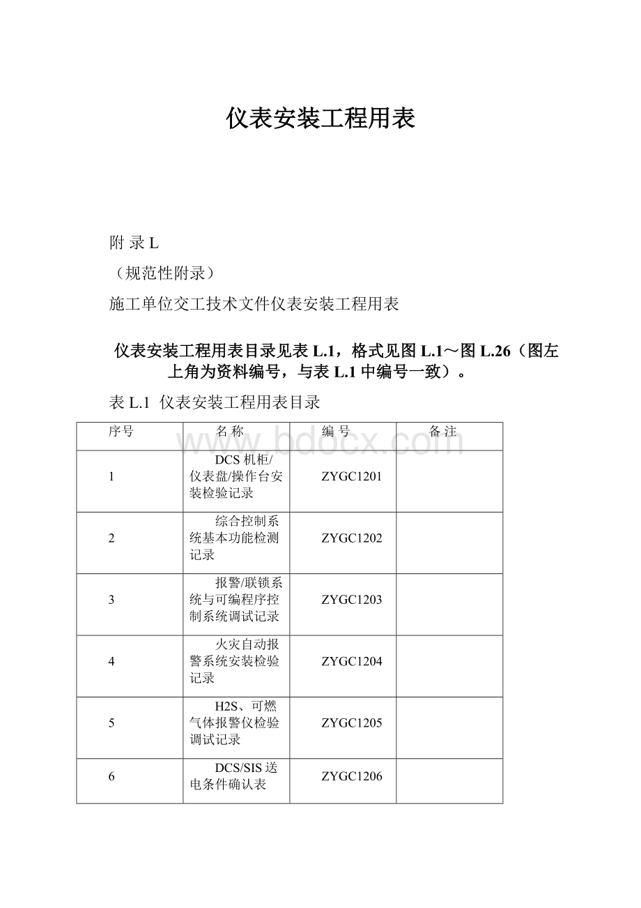 仪表安装工程用表.docx