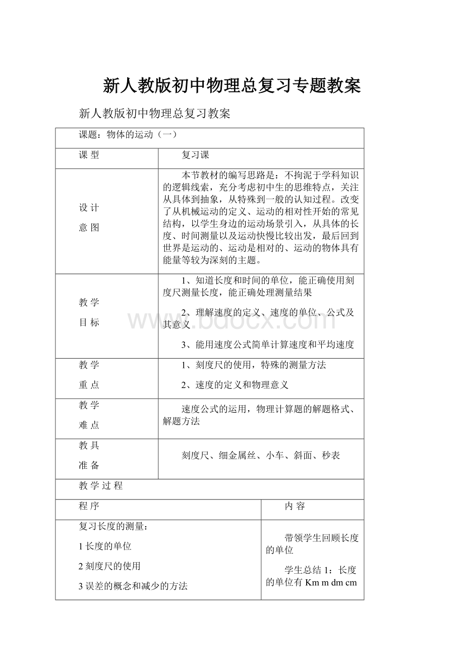 新人教版初中物理总复习专题教案.docx_第1页