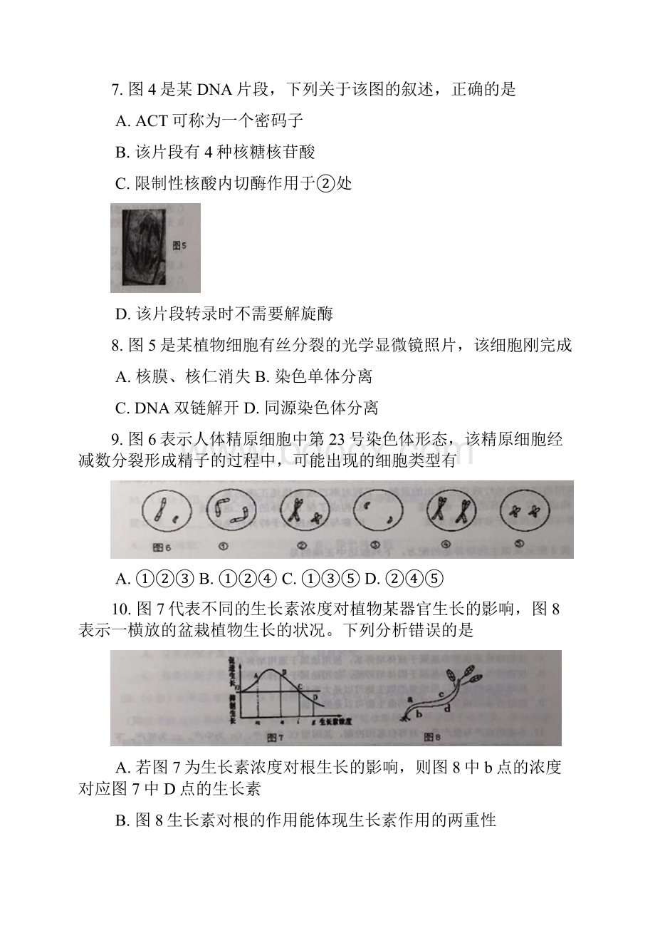 奉贤区高二高三第一学期期末一模学科质量检测生物试题及答案精品.docx_第3页